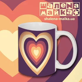 Прикольные кружки: Чашка Love 01 Сердца на фиолетовом